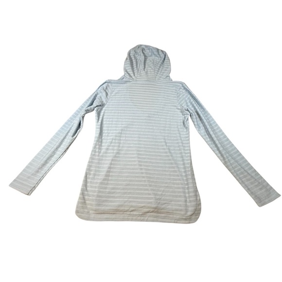 Ibex Shadow Stripe Hoodie Women Size Large Blue Merino Wool Blend - Picture 3 of 4